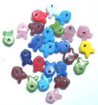 25 9x12mm Translucent and Opaque Fish Bead Mix